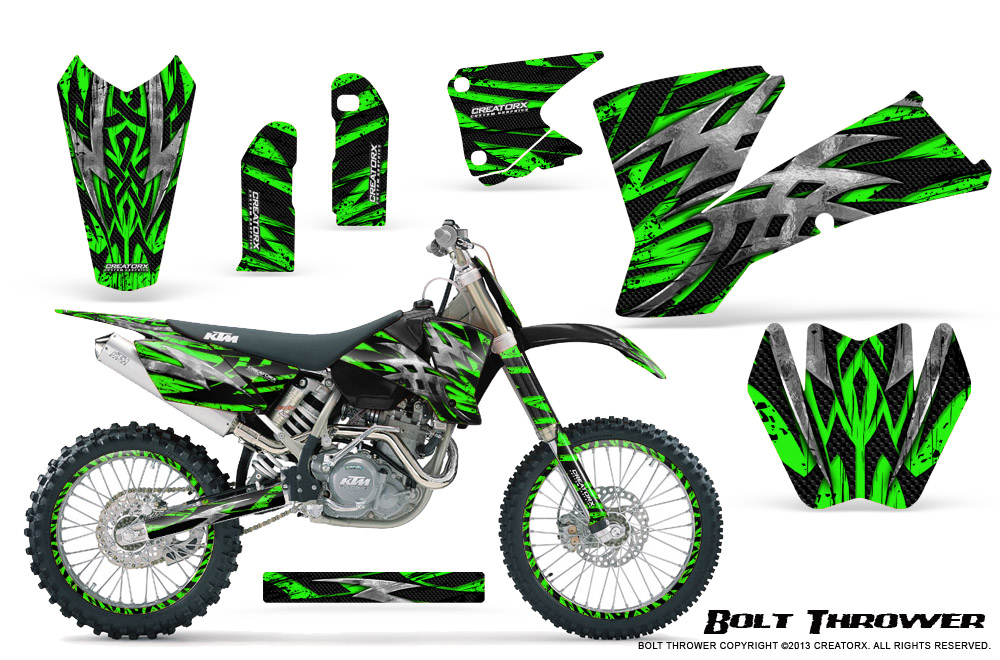 KTM C1 SX EXC MXC Graphics Kit Bolt Thrower Green NP Rims